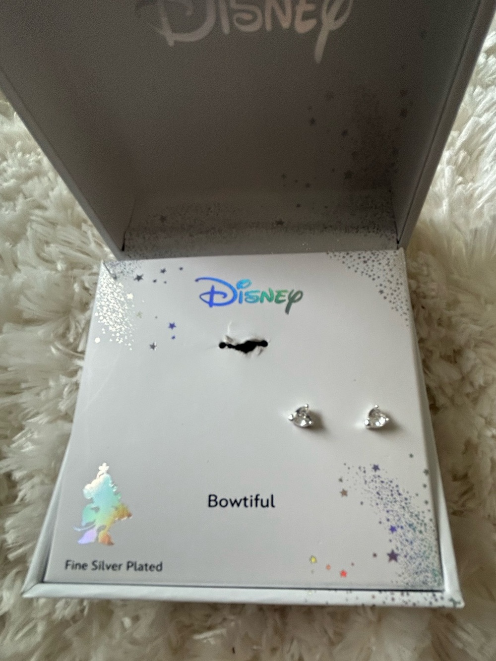 Disney Bowtiful Silver-Plated Kids Bow Stud Earrings - Silver - Picture 3 of 4
